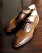 Tan Leather and Suede Cedara Brogue Wingtip Oxfords - Formal Shoes