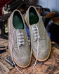 Grey Italian Suede Leather Brogue Wingtip Goodyear Welted Oxfords - Formal Shoes